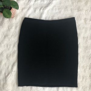 Eileen Fisher Black Ribbed Knit Wool Skirt
